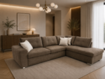 Γωνιακός καναπές κρεβάτι μοντέρνος Cozy σε καφέ ύφασμα σε μοντέρνο σαλόνι