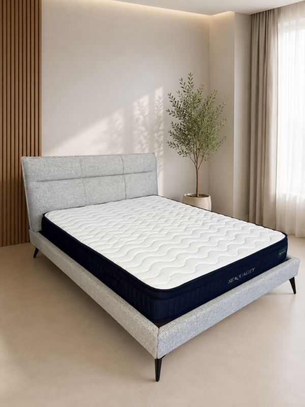 Ντυτό Κρεβάτι Elite 160x200 με ύφασμα Easy Cleaning και μεταλλικά πόδια σε ανοιχτό γκρι χρώμα.